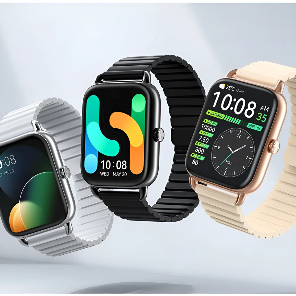 S4PLUS LS11 black smart sports watch showing AMOLED display with fitness metrics.