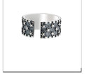 925 silver adjustable ring with geometric five-pointed star pattern.