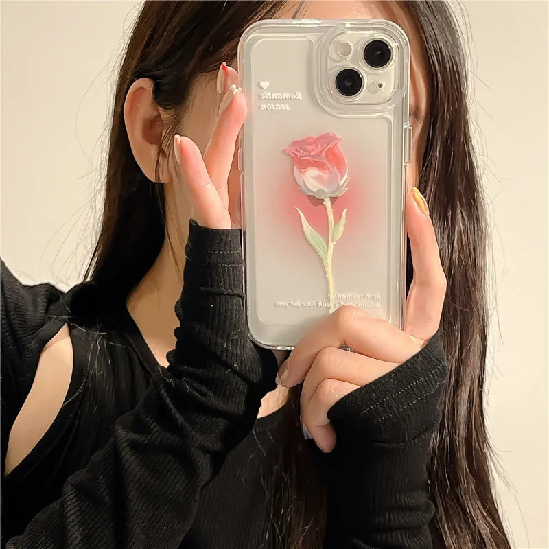 iPhone all-inclusive TPU protective case in gradient tulip colour showing edge-to-edge coverage design