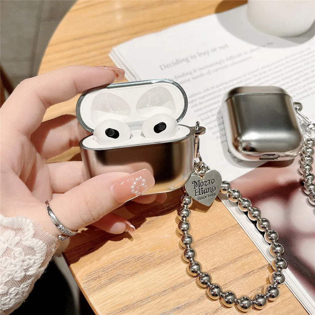 Matte plating AirPods protective case showing electroplating finish on TPU material