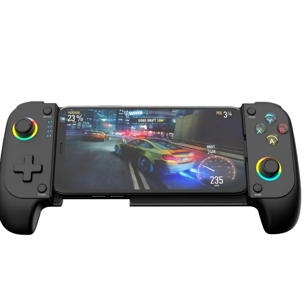 Bluetooth telescopic mobile game controller in black, red blue, or white colours