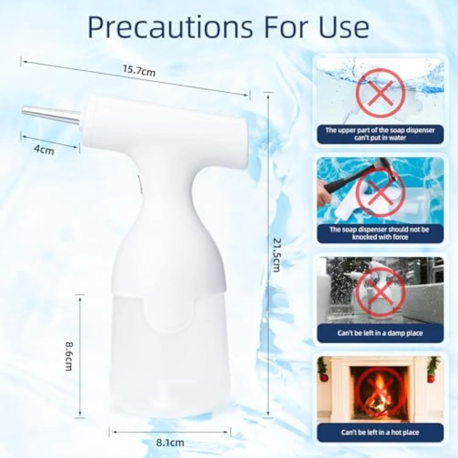 White electric foam soap dispenser with rechargeable battery and dual nozzles for pet bathing and household cleaning