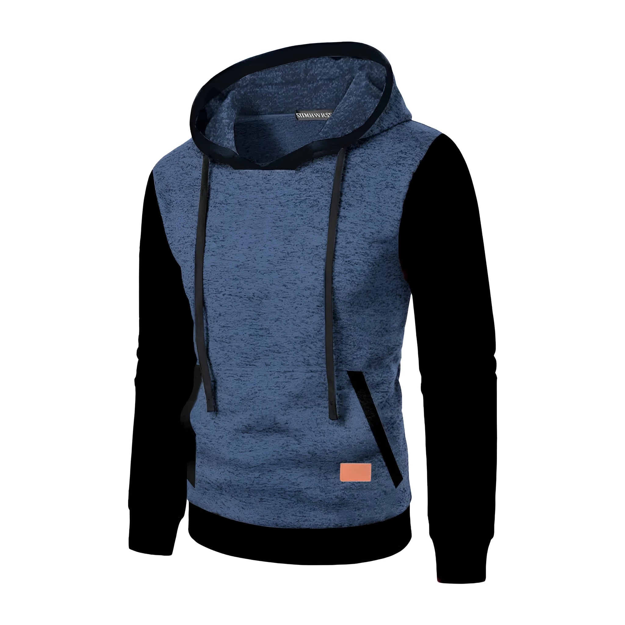 Men's loose-fit polyester hooded cardigan sweater in solid colour, long sleeves, front view