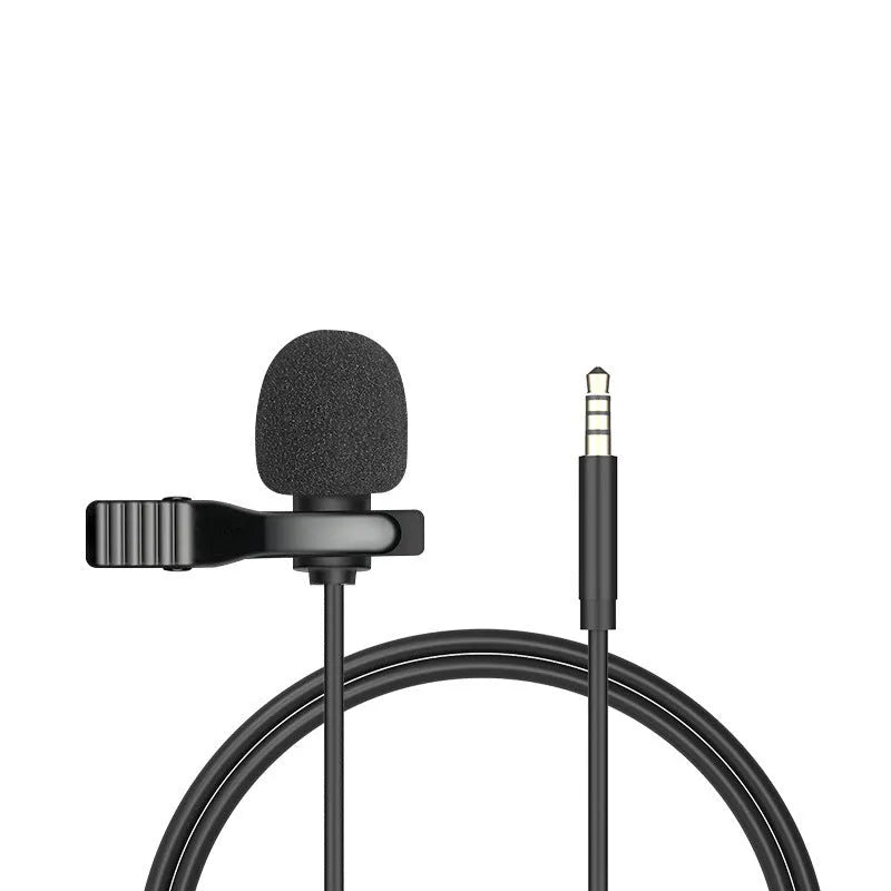 Apple-compatible lavalier lapel microphone headset with 1.5m black cable and multiple plug options