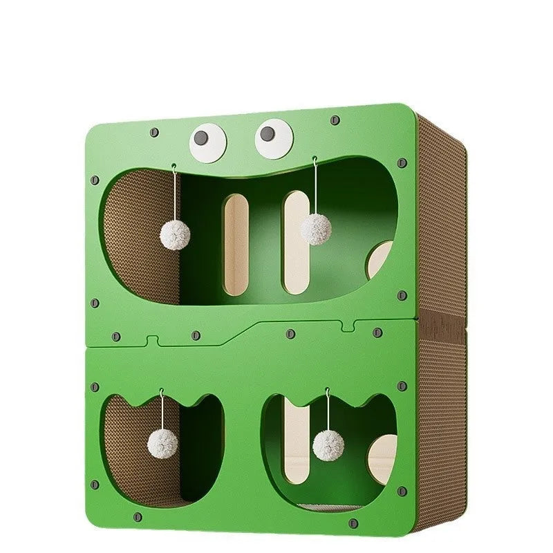 Double-layer cat scratching nest with wear-resistant material in owl and cat head design options
