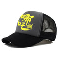 Men's casual polyester baseball cap in six colour options on a white background.