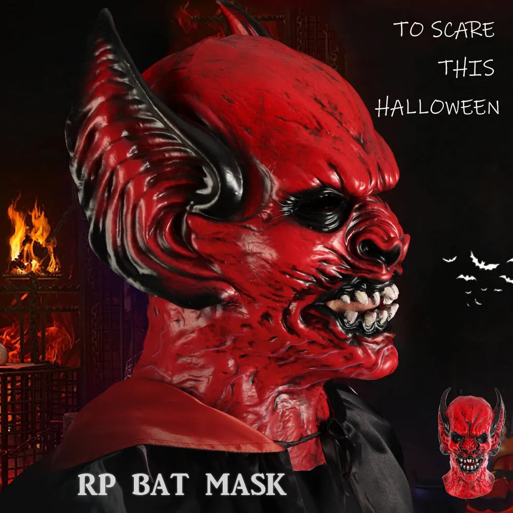 Red bat horror hood mask made from RP foam for Halloween and costume parties