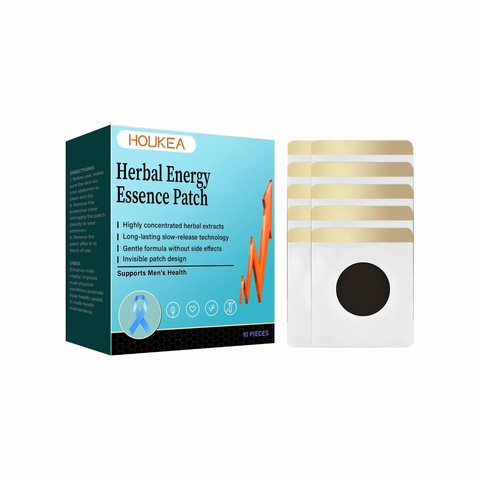 Pack of ten moxa leaf and Asian ginseng herbal plasters for navel application