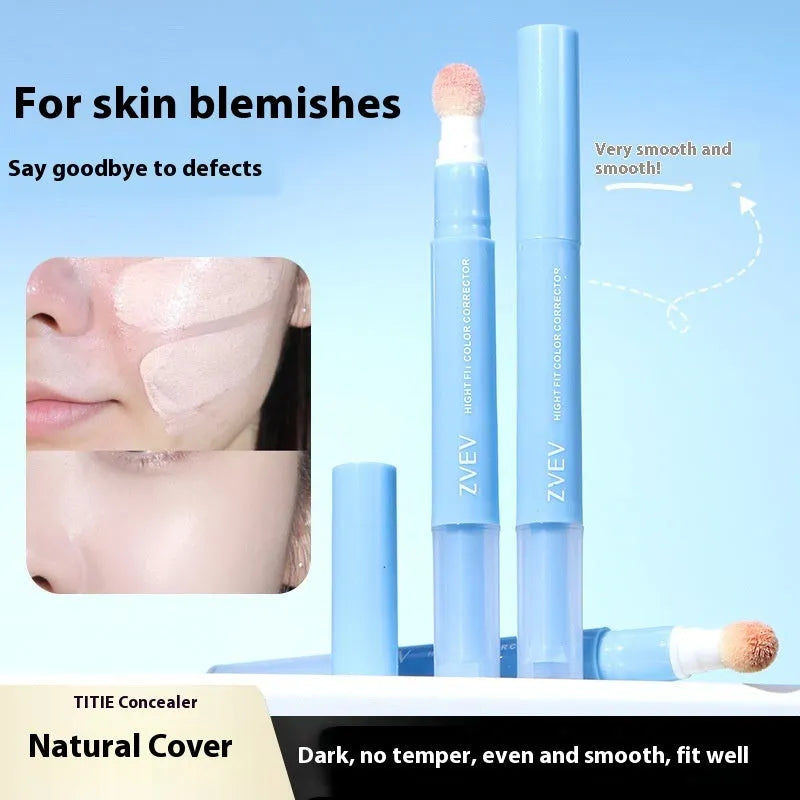 Concealer pen with sponge brush head and cream, shown in 1.5g size with three colour shade options.