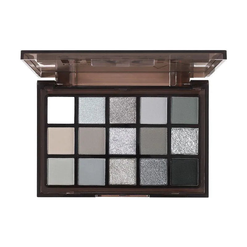 15-colour night elf eye shadow palette with matte grey black dark tones for smoky makeup