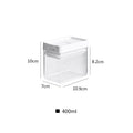 White Japanese-style transparent plastic storage container for whole grains, 400ml capacity.