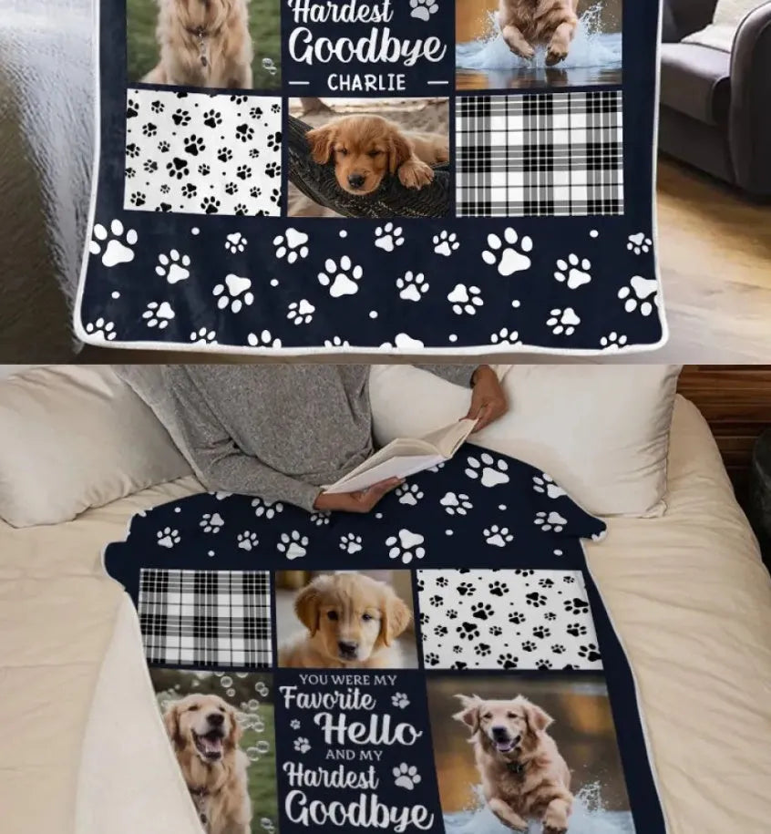 White polyester flannel pet dog blanket shown in American style bedding arrangement