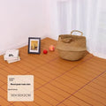 Set of ten square plastic floor tiles with wood grain texture in various colour options.