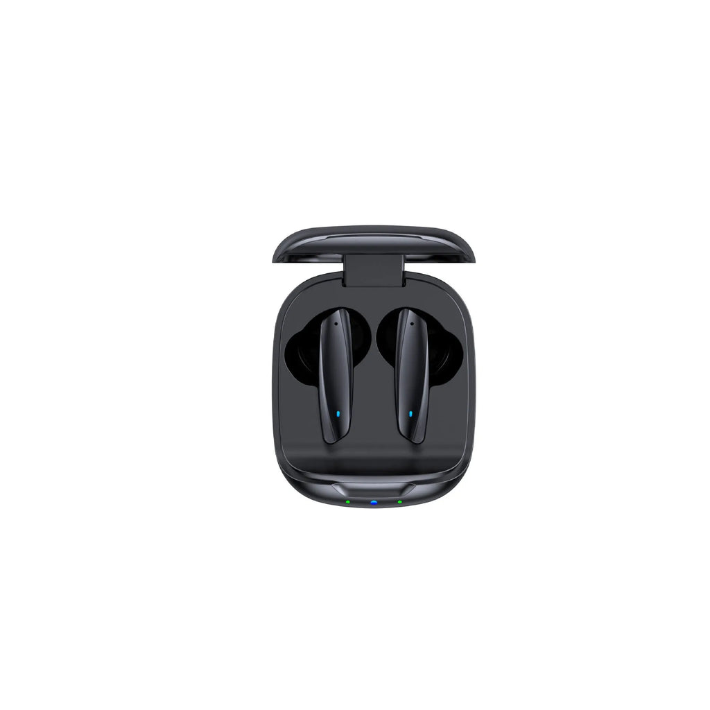 Black and white TWS Bluetooth 5.1 wireless earbuds with USB charging case