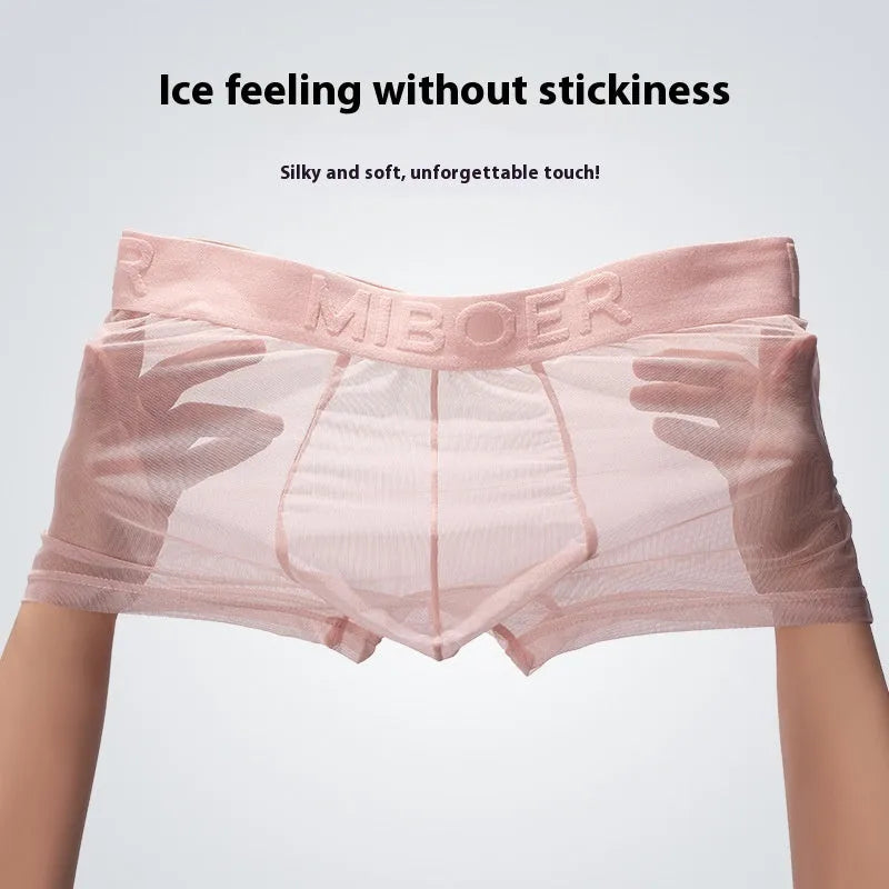 Men's thin invisible boxer briefs in six colour options with quick-dry polyester fabric