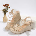 Women's wedge sandals with fish mouth toe design in black or milky white colour