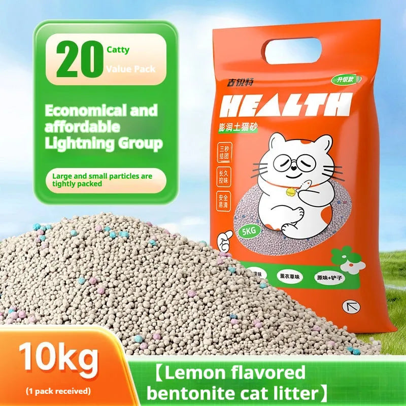 Bentonite cat litter low dust deodorant clean smell available in 5kg 10kg 20kg lavender lemon original