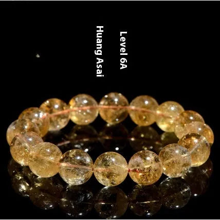Natural yellow citrine gemstone bracelet with geometric beads in multiple size options