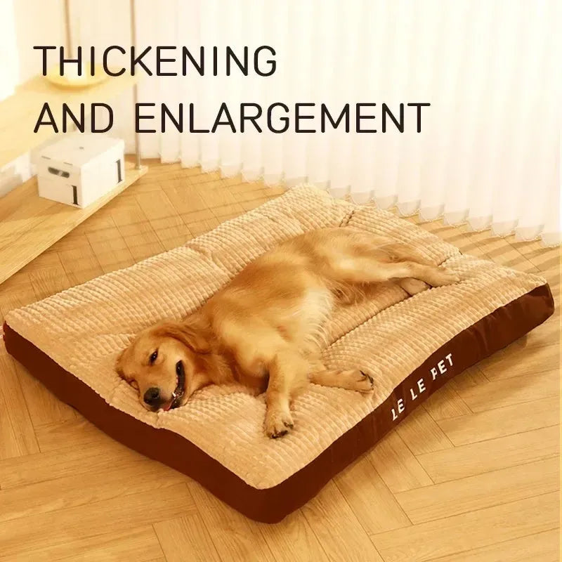 Coffee coloured dog bed with a detachable soft fleece blanket, shown with a cushion base for a large breed dog.