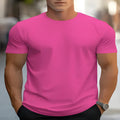 Men's loose fit round neck short sleeve printed T-shirt in polyester bird eye cloth