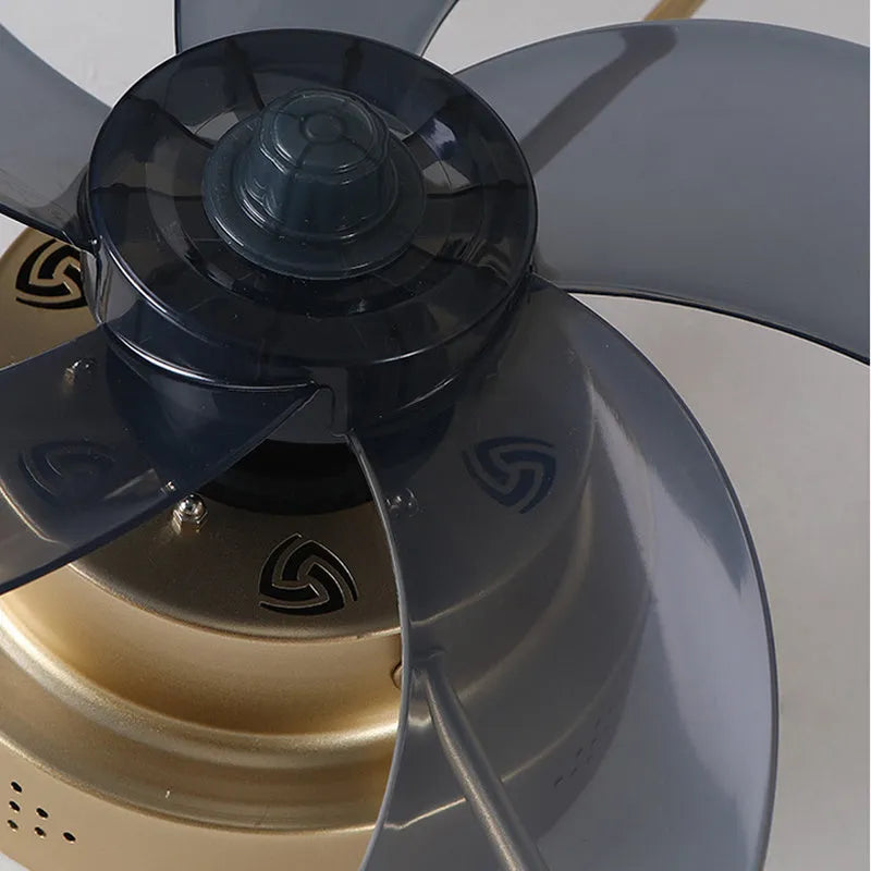 Nordic style ceiling fan light with wooden blades and a white lamp housing, showing remote control.