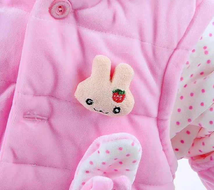 Girls' pink three-piece autumn winter clothing set with jacket, pants, and vest