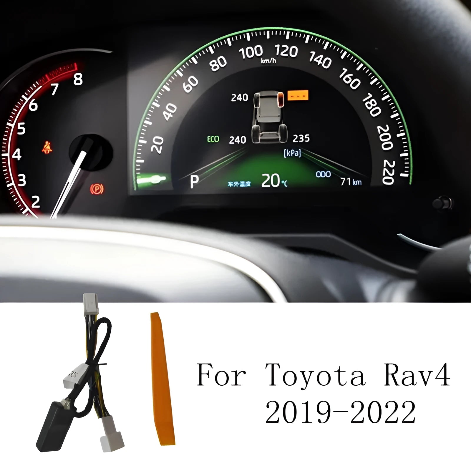 Black Toyota TPMS display module for RAV4, Corolla, Camry with no broken wires design