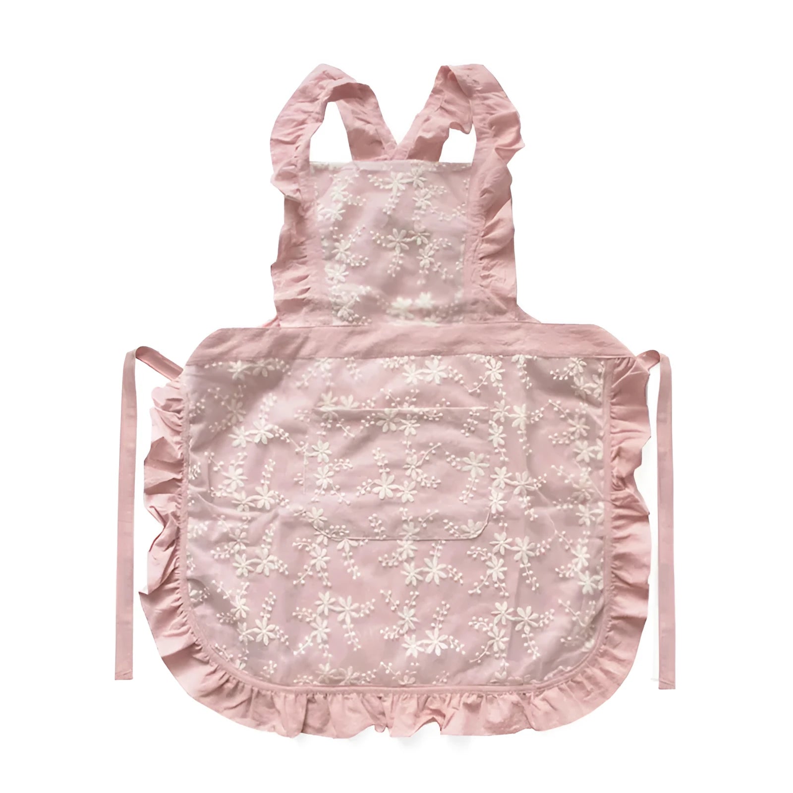 Minimalist cotton linen kitchen apron with X-strap design in solid colour