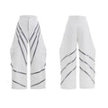 Men's polyester trousers with three-dimensional cutting and metal striped rivet pleated design in black and white colour options