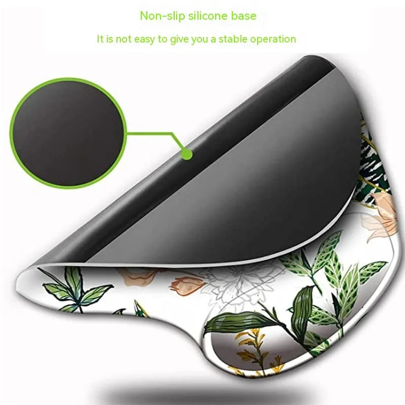 Black silicone wristband keyboard pad with rubber sole base and floral thermal transfer pattern