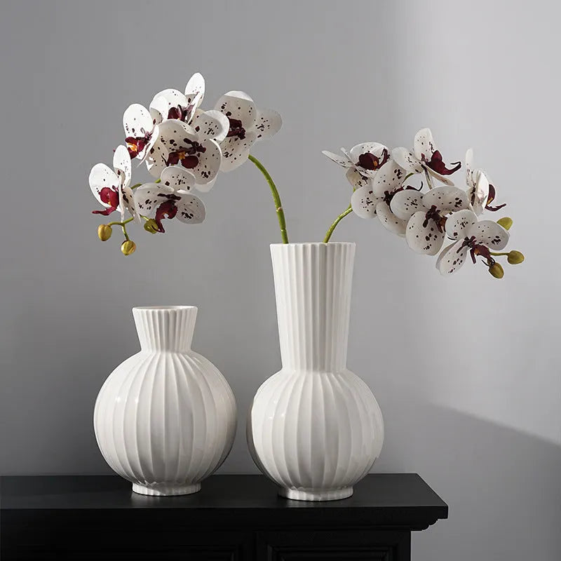 White striped ceramic ball vase American country style living room table decoration