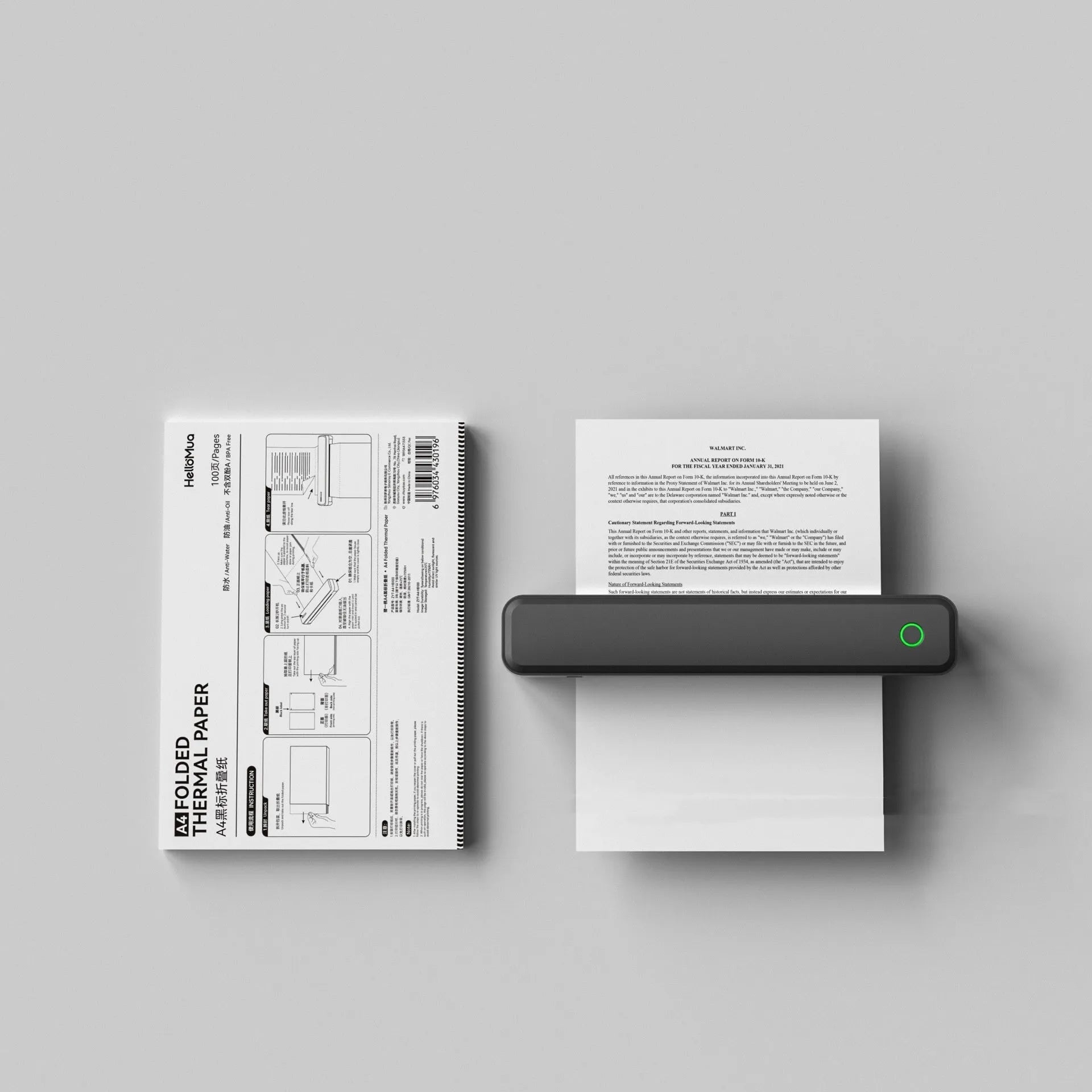 Compact black or white Bluetooth thermal printer for mobile drawing and receipt printing