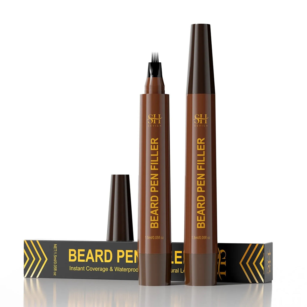 Men's sweatproof beard and hairline filler pencil with eyebrow pencil in black or dark brown