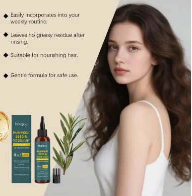 Rosemary hair essential oil bottle with pointed nozzle and hair comb