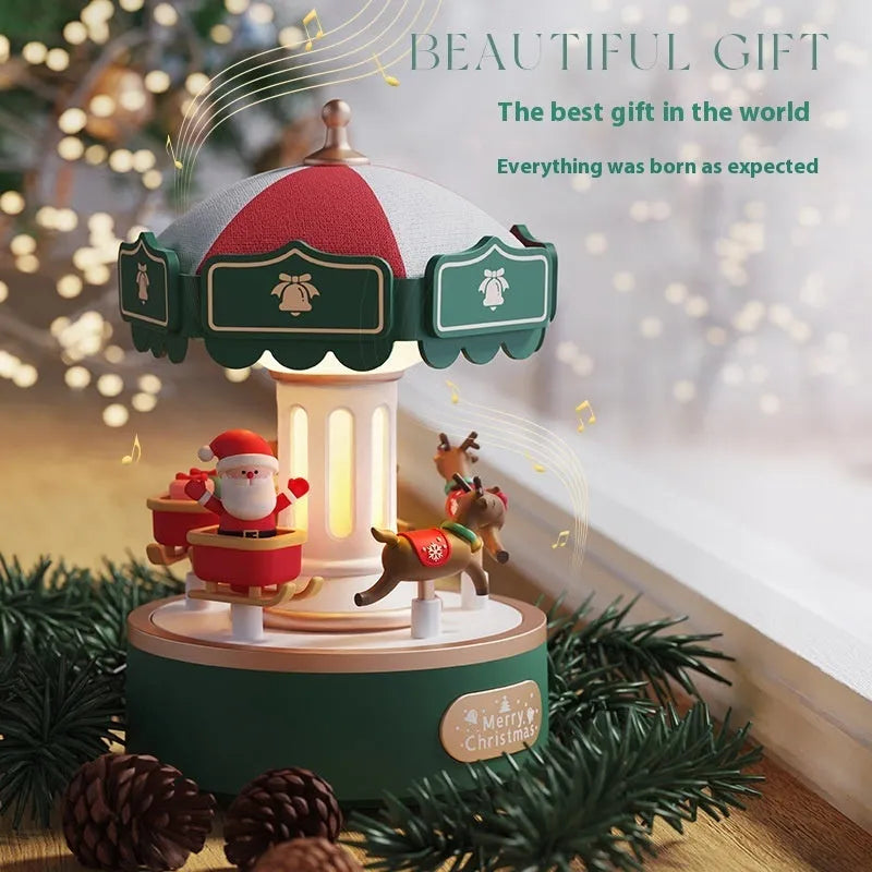 Carousel music box ambience light with USB rechargeable battery and rotating decoration in Sweet Dream Girl theme