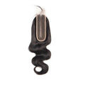 Straight human hair wig in natural colour shown at medium length.
