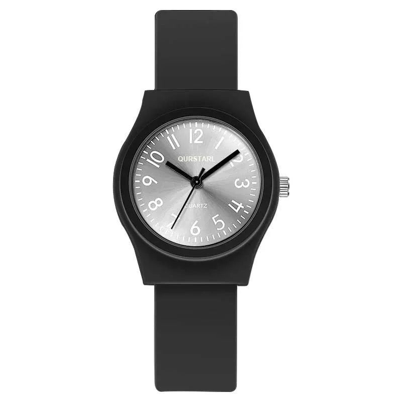 Casual digital quartz silicone children's watch in black with 9mm case and digital display