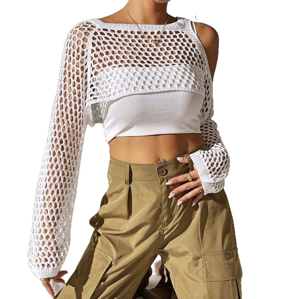 Mesh beach shirt with navel hollowed design in multiple colour options
