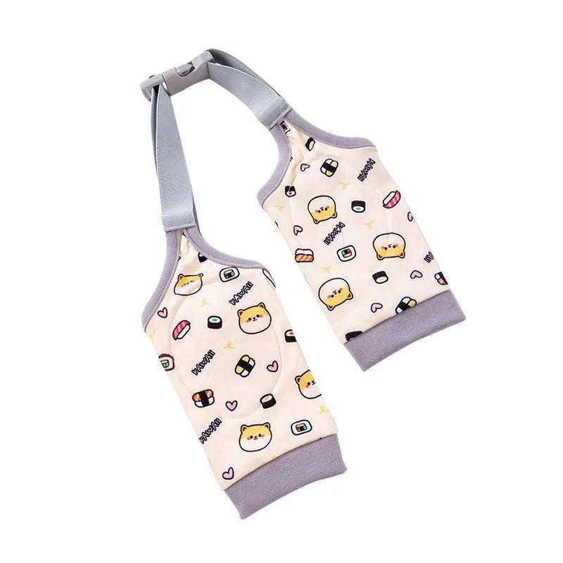 Adjustable dog knee protector pad with elbow support and matching scarf in blue, grey or yellow