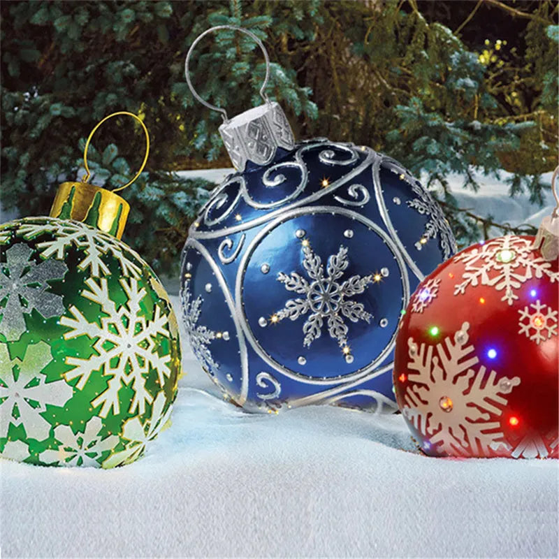 Large 60cm diameter inflatable PVC Christmas ball decoration for outdoor tree hanging