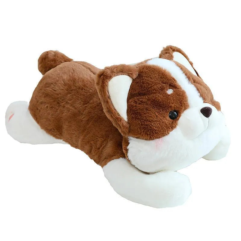Corgi doll plush toy in gray, ultra soft short plush, 30cm height, creative car cushion