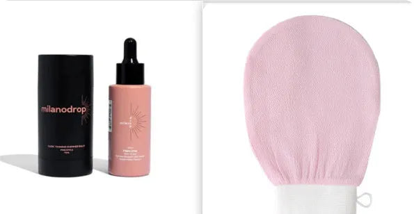 Matte Sun Tanning Black Liquid 50ml bottle and Tanning Flash Cream 75ml tube set.