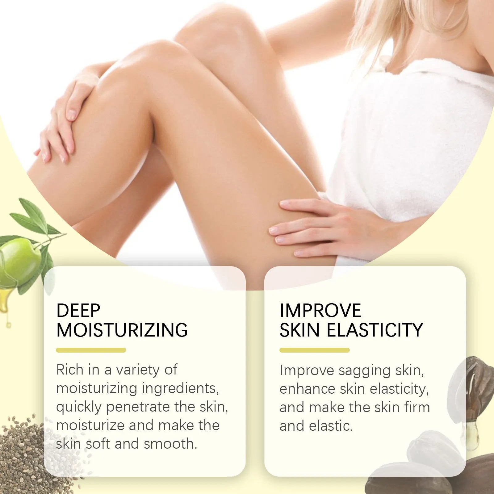 Body care kit with nourishing firming moisturising cream and skincare massage oil