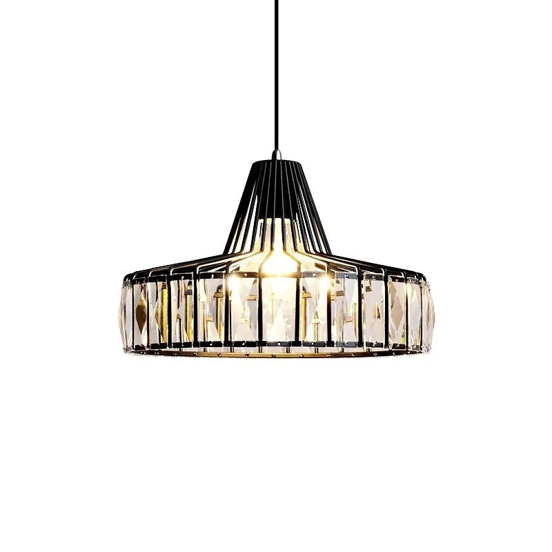 Modern crystal sun lamp chandelier ceiling light in black finish with LED illumination