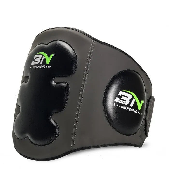 Boxing chest protection target with waist strap in dark grey and khaki colours