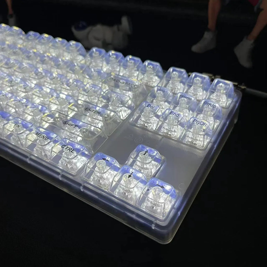 Universal transparent mechanical keyboard keycaps 132-key full set showing backlight compatibility