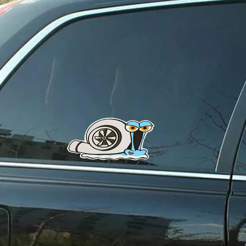 White snail cartoon design reflective car sticker measuring 12cm by 8cm on reflective film