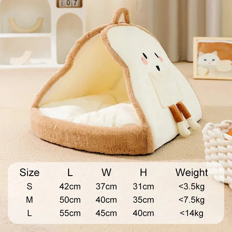 Winter cat tent pet house in green or yellow with soft lining and cave design