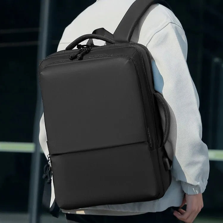 Waterproof Oxford cloth backpack in business style with air pillow belt system, shown in multiple colour options