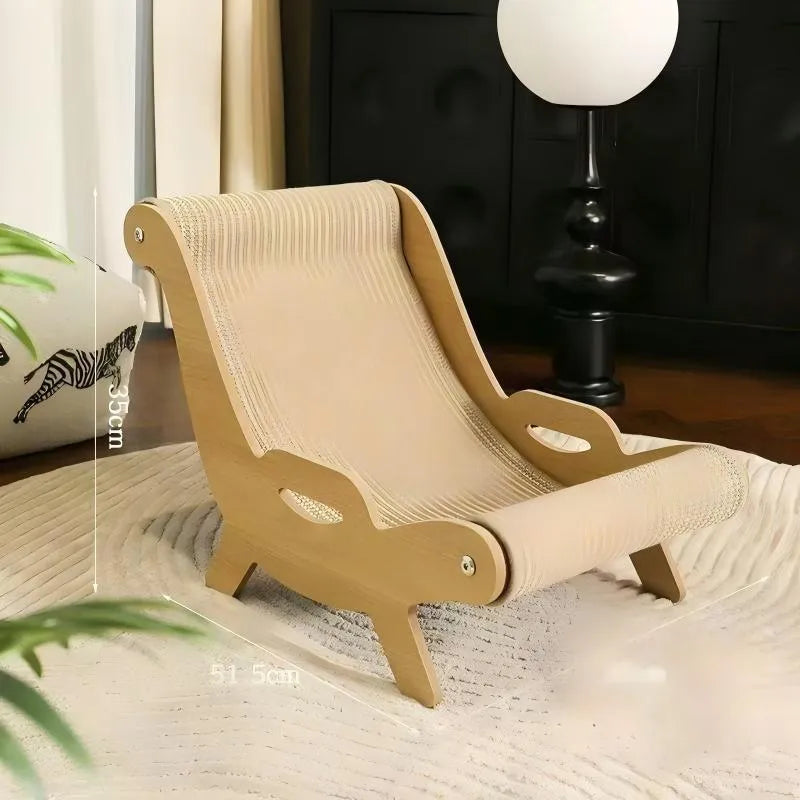 Sisal cat scratch board toy in large recliner style with natural hemp cloth surface